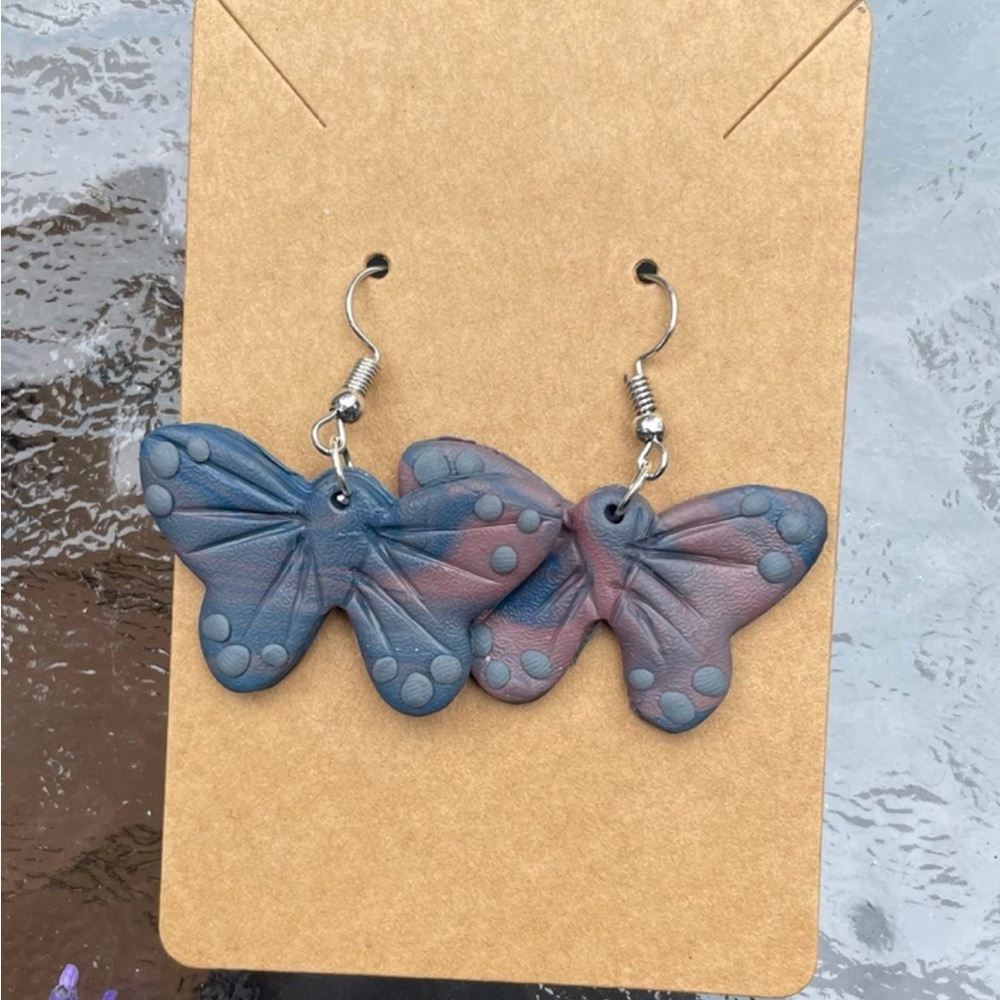 Marble butterfly earrings